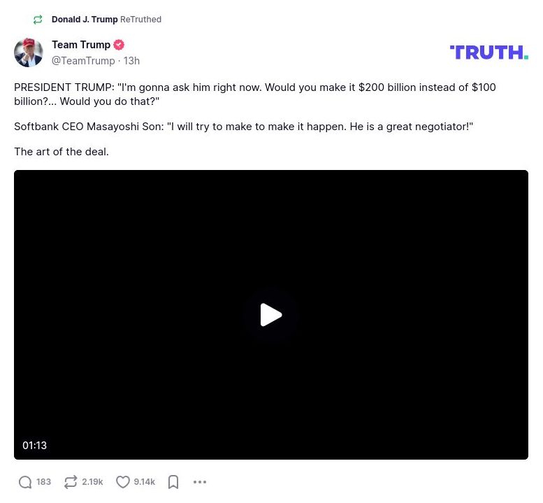 Post image from Donald Trump