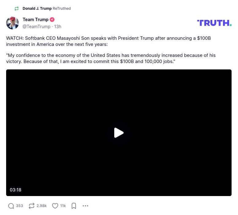 Post image from Donald Trump