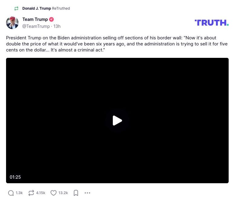 Post preview from Donald Trump