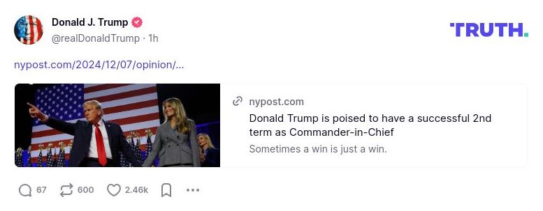 Post image from Donald Trump