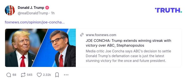 Post image from Donald Trump