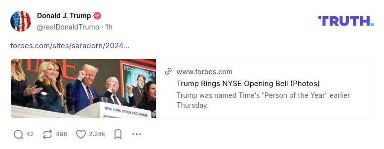 Post image from Donald Trump