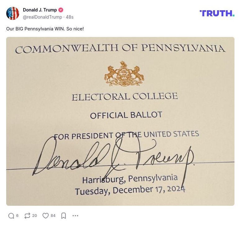 Post image from Donald Trump