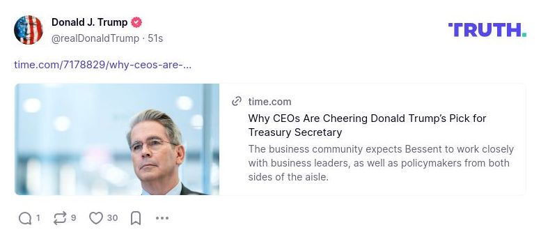 Post image from Donald Trump