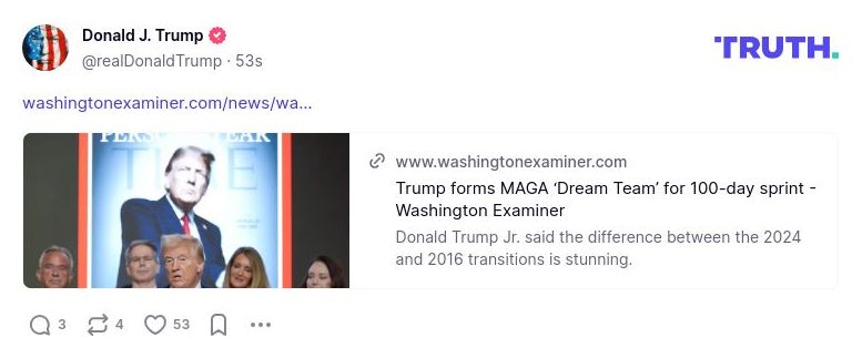 Post image from Donald Trump