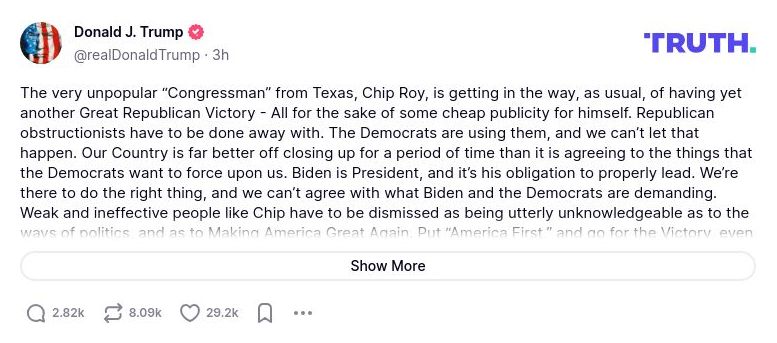 Post preview from Donald Trump