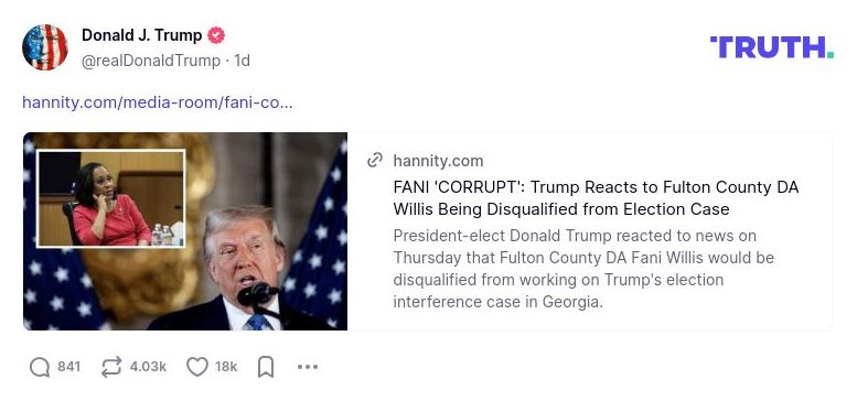 Post image from Donald Trump