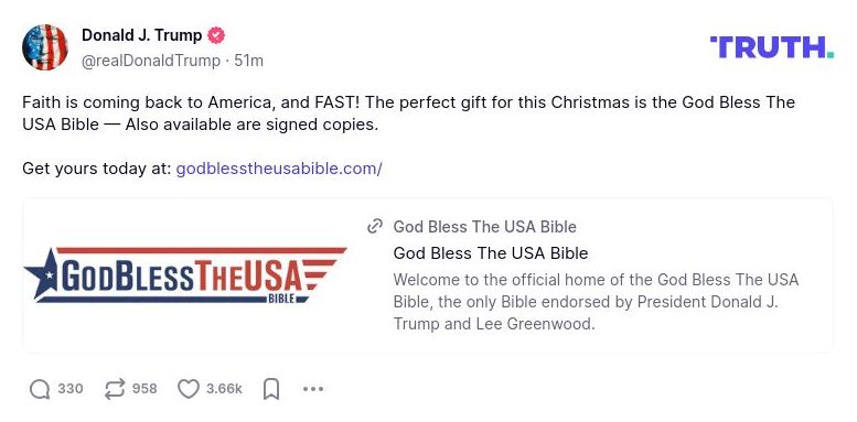 Post image from Donald Trump