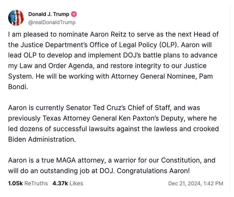 Post preview from Donald Trump