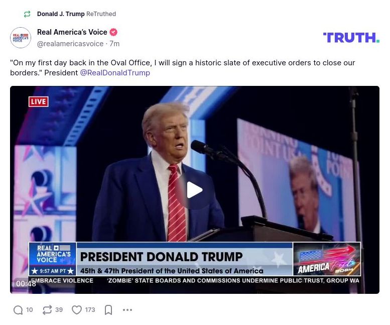 Post image from Donald Trump