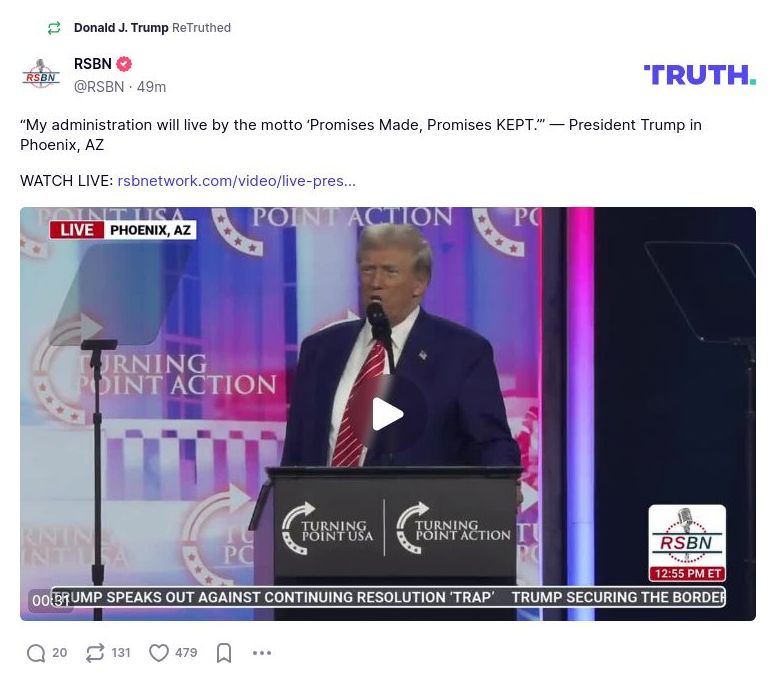 Post image from Donald Trump