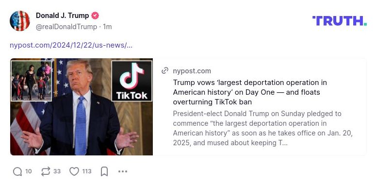 Post image from Donald Trump