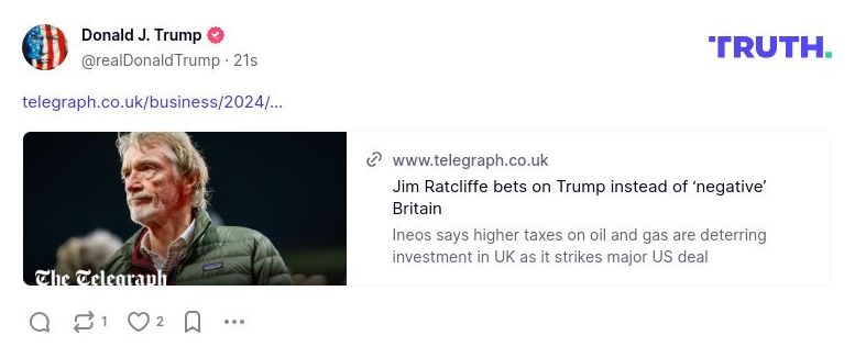 Post image from Donald Trump