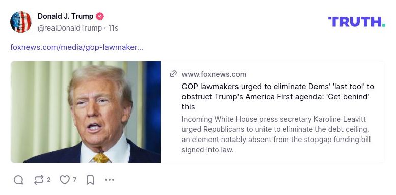 Post image from Donald Trump