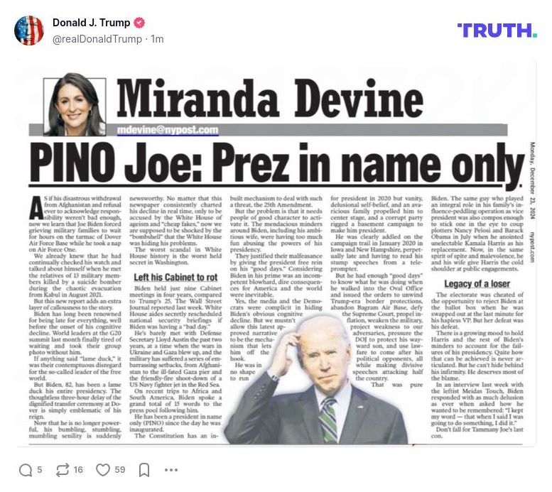 Post image from Donald Trump