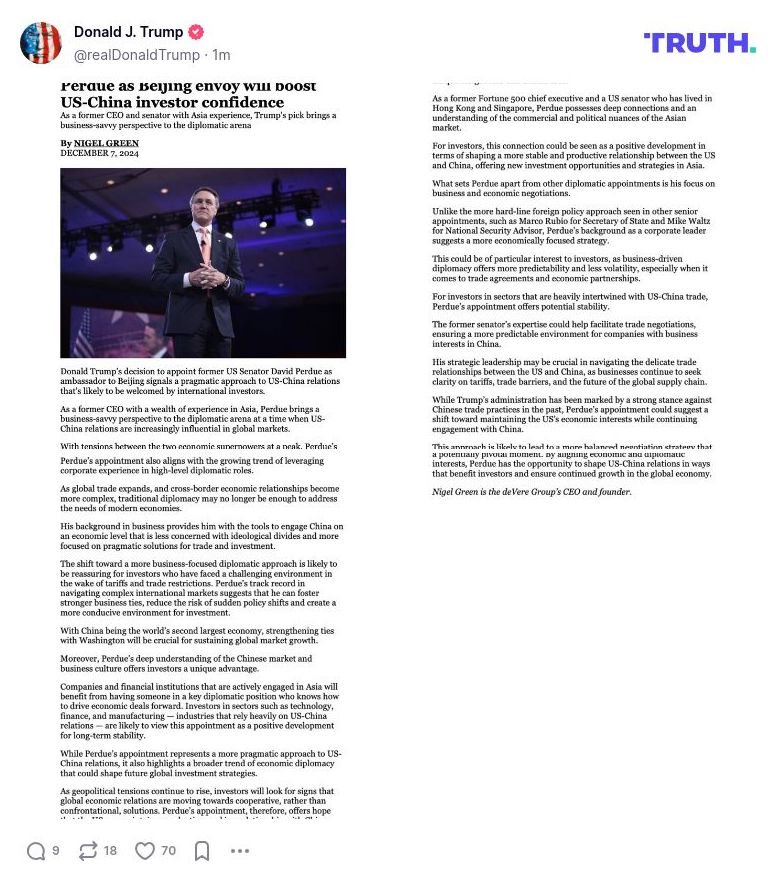 Post image from Donald Trump