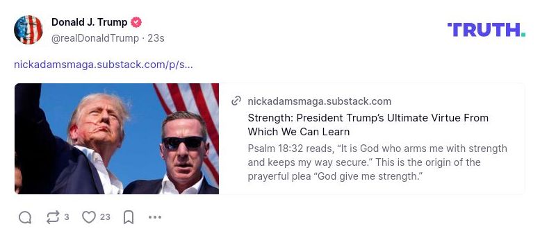 Post image from Donald Trump