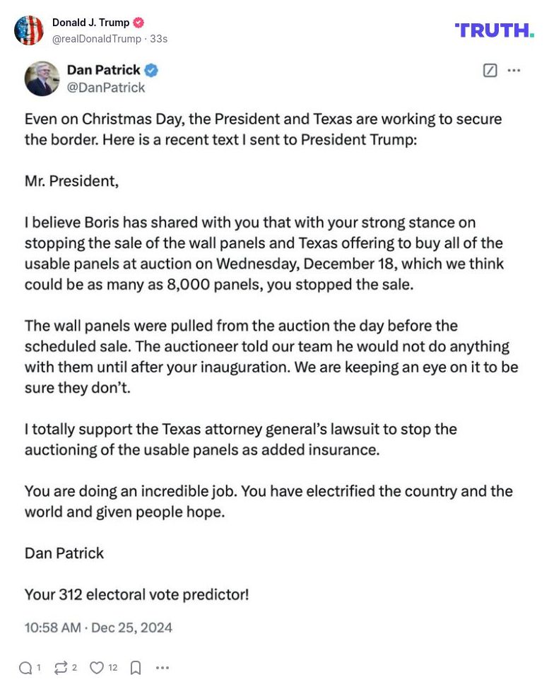 Post image from Donald Trump