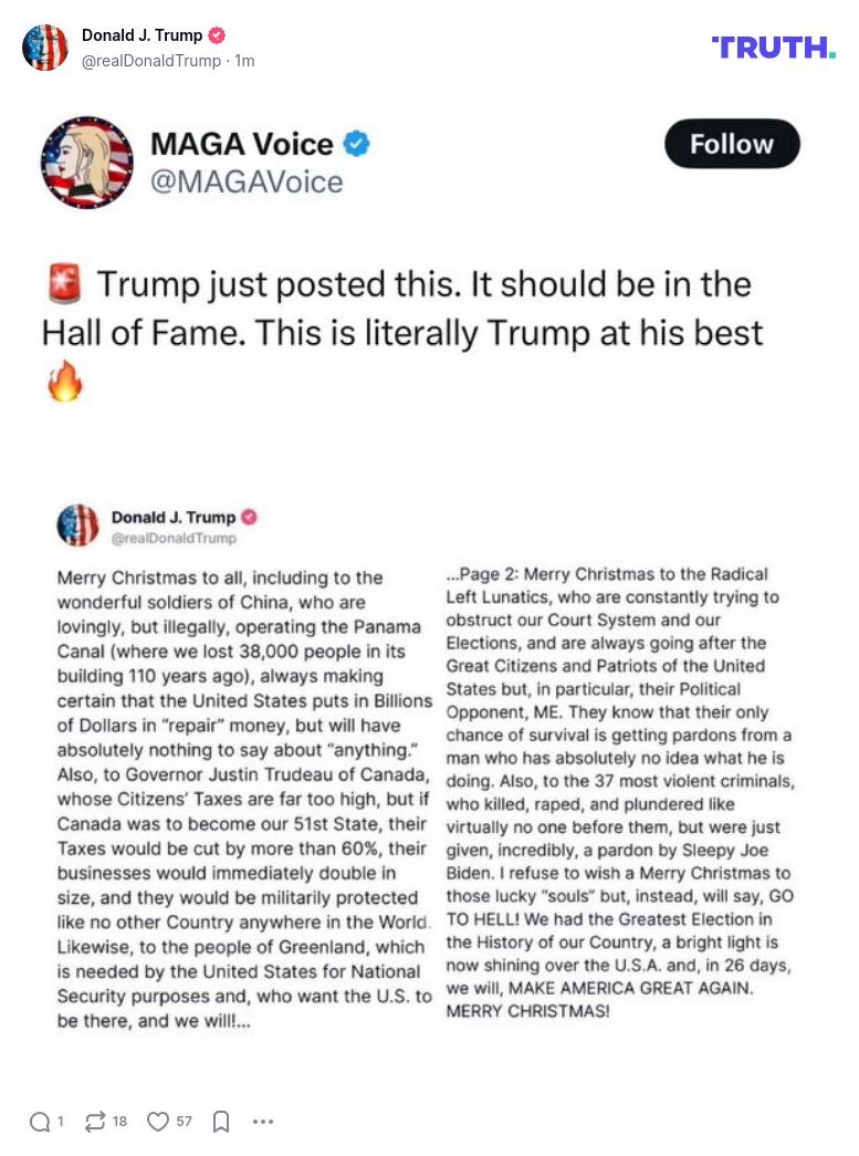 Post image from Donald Trump