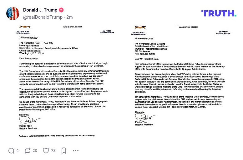 Post image from Donald Trump