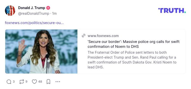 Post image from Donald Trump