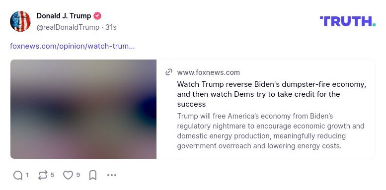 Post image from Donald Trump