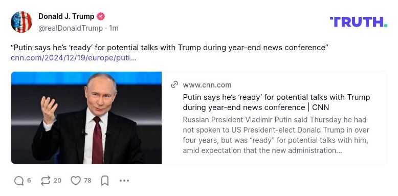 Post preview from Donald Trump