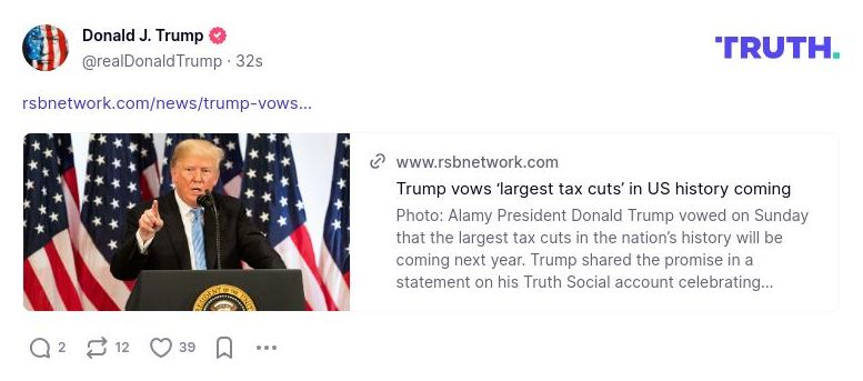 Post image from Donald Trump