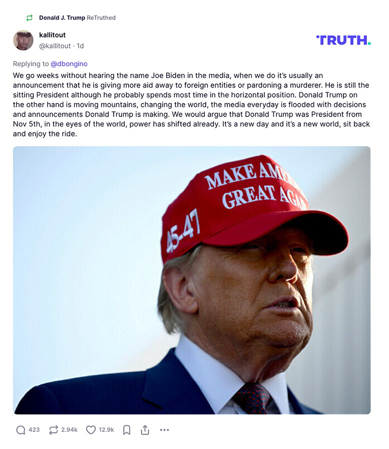 Post preview from Donald Trump