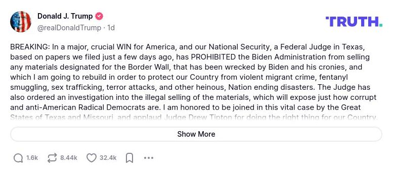 Post preview from Donald Trump