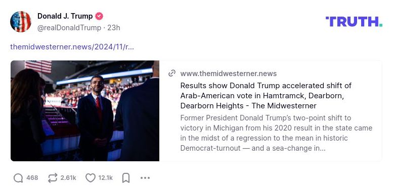 Post image from Donald Trump