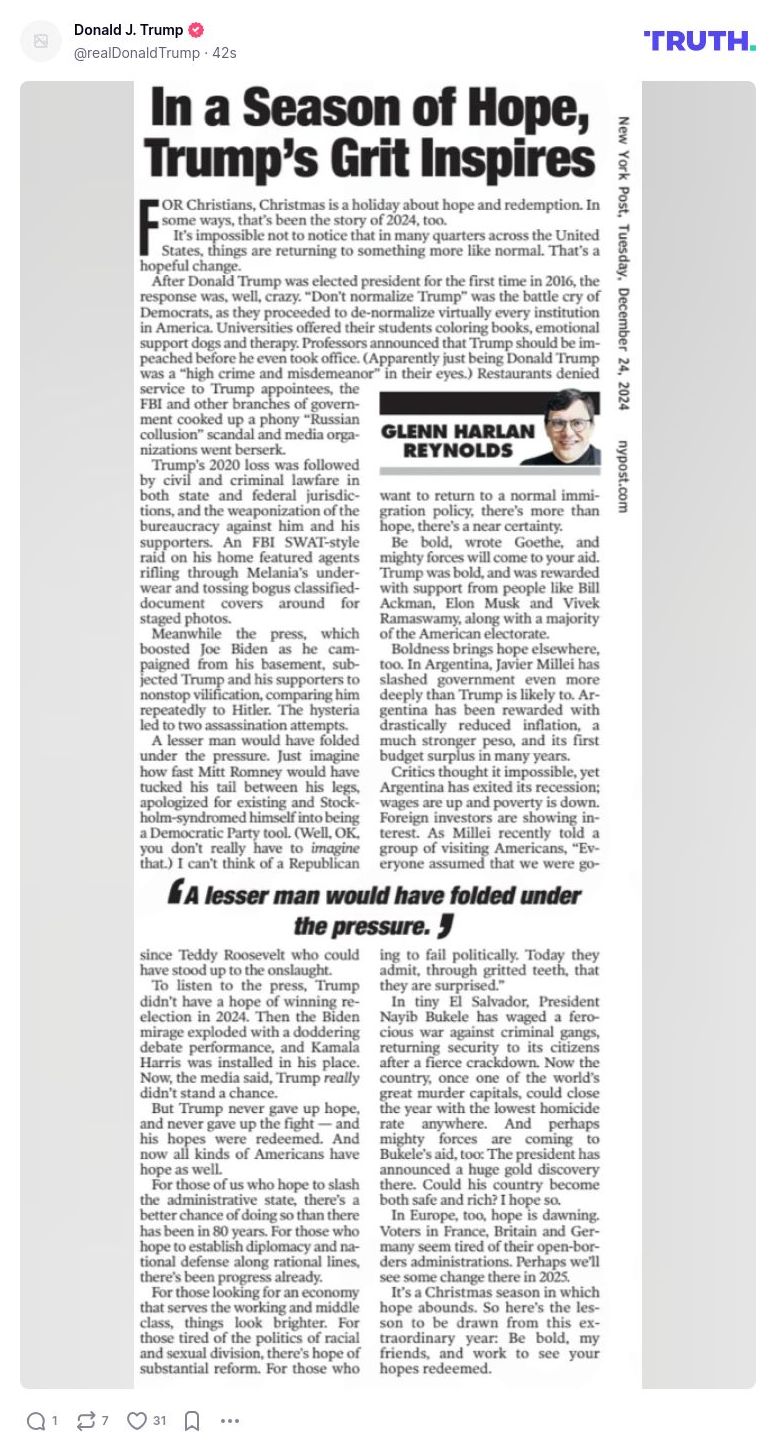 Post image from Donald Trump