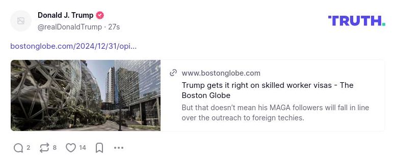 Post preview from Donald Trump