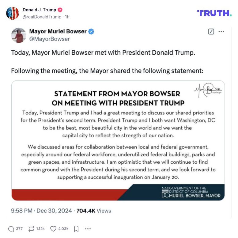 Post image from Donald Trump