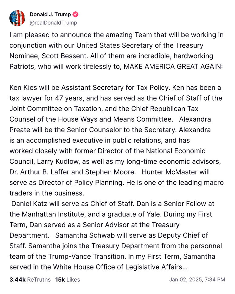 Post image from Donald Trump