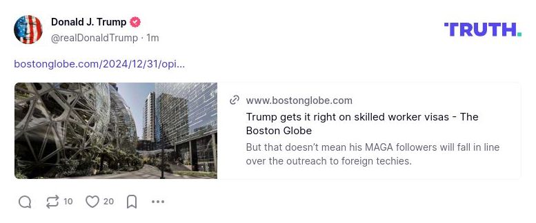 Post preview from Donald Trump