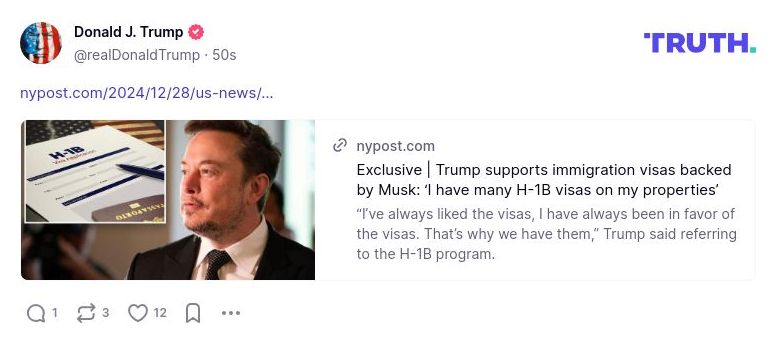 Post preview from Donald Trump