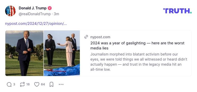 Post image from Donald Trump