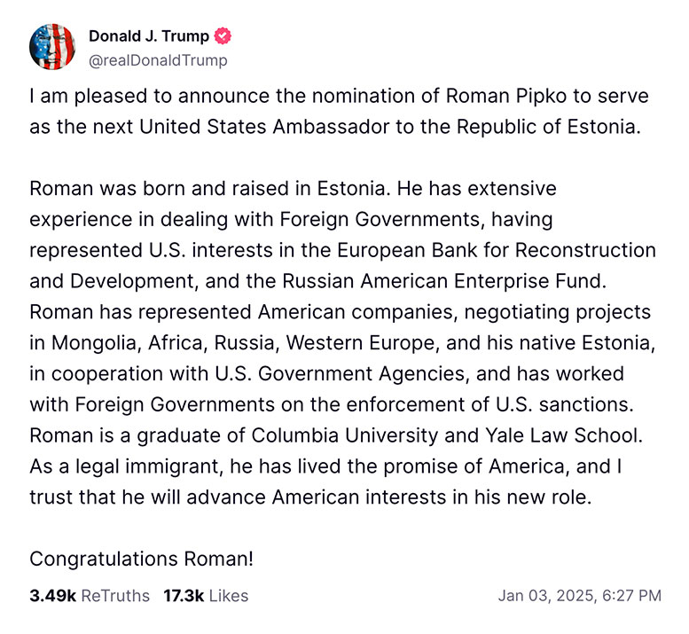 Post image from Donald Trump