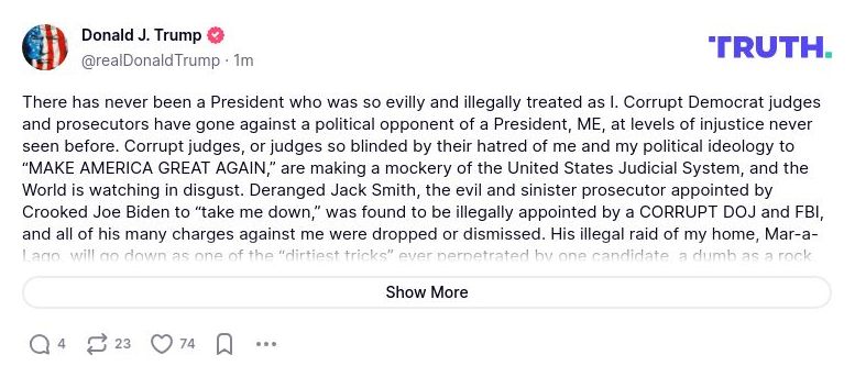 Post preview from Donald Trump