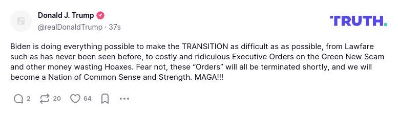 Post preview from Donald Trump