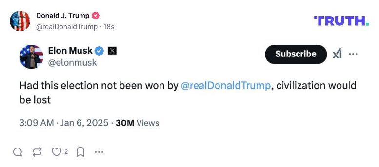 Post image from Donald Trump