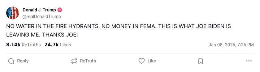 Post preview from Donald Trump