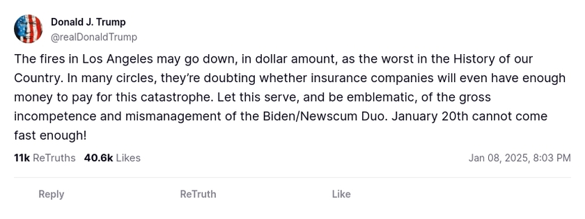 Post preview from Donald Trump