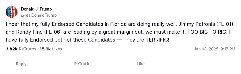 Post image from Donald Trump