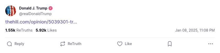 Post preview from Donald Trump