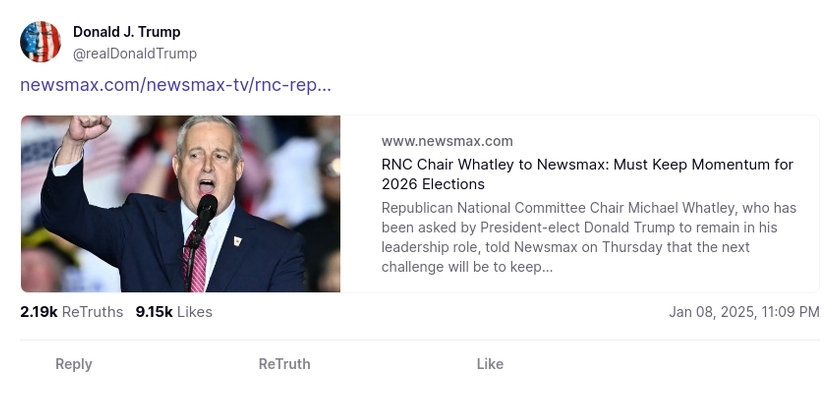 Post image from Donald Trump