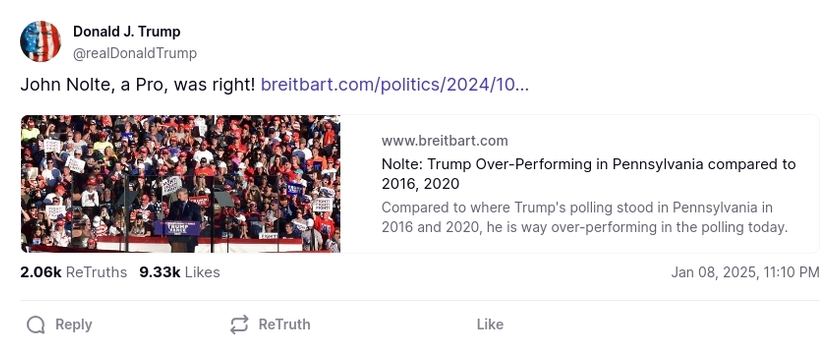 Post image from Donald Trump