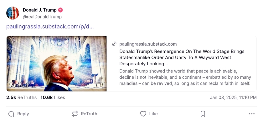 Post image from Donald Trump