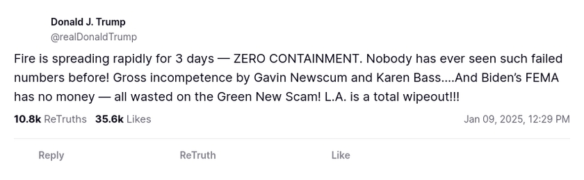 Post preview from Donald Trump